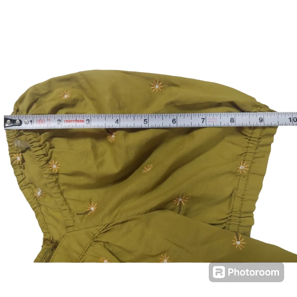 B2G1 FREE! Green Puff Sleeve Floral Embroidered Short Sleeve Cottagecore Top - Picture 6 of 7